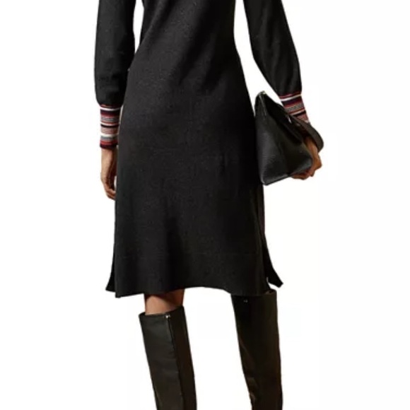 Ted Baker Charcoal Dress with Striped Cuffs - Picture 4 of 7